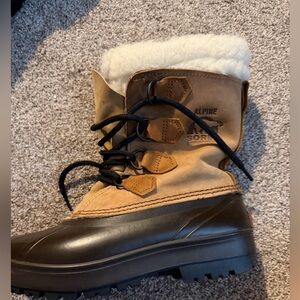 Sorel Tan and Black Alpine Boots